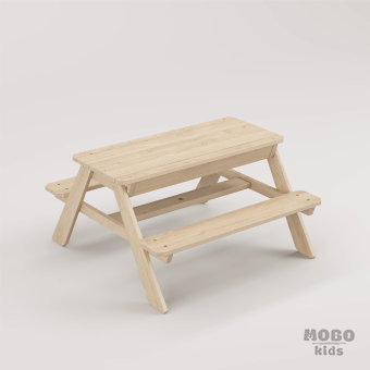 Zuma Çocuk Bahçe Bankı Masif Ahşap 4 Çocuk Kapasiteli Kum ve Su Havuzlu Çocuk Bankı