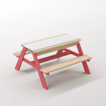 Zuma Beyaz Kompakt Tablalı Çocuk Bahçe Bankı - Masif Ahşap 4 Çocuk Kapasiteli Ahşap Kum ve Su Havuzlu Çocuk Bankı - Gül Kırmızı Seçeneği