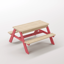 Zuma Çocuk Bahçe Bankı Masif Ahşap 4 Çocuk Kapasiteli Kum ve Su Havuzlu Çocuk Bankı - Gül Kırmızı Seçeneği