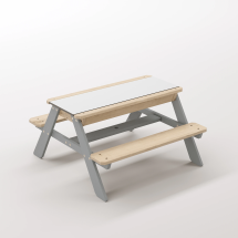 Zuma Beyaz Kompakt Tablalı Çocuk Bahçe Bankı - Masif Ahşap 4 Çocuk Kapasiteli Ahşap Kum ve Su Havuzlu Çocuk Bankı - Gümüş Gri Seçeneği