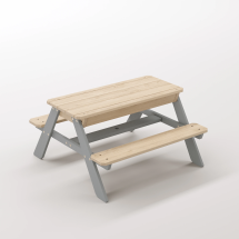 Zuma Çocuk Bahçe Bankı Masif Ahşap 4 Çocuk Kapasiteli Kum ve Su Havuzlu Çocuk Bankı - Gümüş Gri Seçeneği