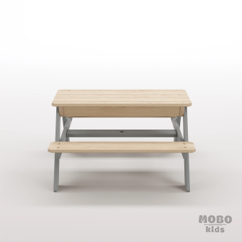 Zuma Çocuk Bahçe Bankı Masif Ahşap 4 Çocuk Kapasiteli Kum ve Su Havuzlu Çocuk Bankı - Gümüş Gri - Görsel 5