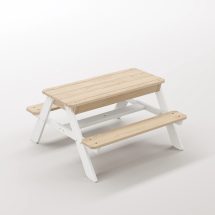 Zuma Çocuk Bahçe Bankı Masif Ahşap 4 Çocuk Kapasiteli Kum ve Su Havuzlu Çocuk Bankı - Kar Beyaz Seçeneği