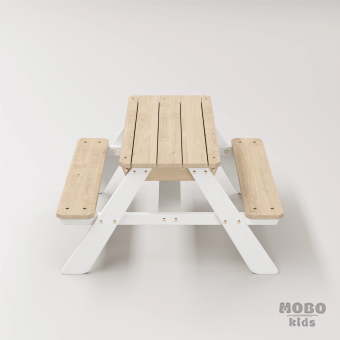 Zuma Çocuk Bahçe Bankı Masif Ahşap 4 Çocuk Kapasiteli Kum ve Su Havuzlu Çocuk Bankı - Kar Beyaz - Görsel 4