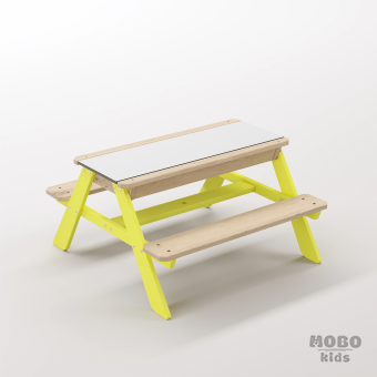 Zuma Tiny Limon Sarısı Ahşap Gövdeli Eğitici Deney Masası - Beyaz Kompakt Tablalı Keşif Parkuru