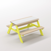 Zuma Beyaz Kompakt Tablalı Çocuk Bahçe Bankı - Masif Ahşap 4 Çocuk Kapasiteli Ahşap Kum ve Su Havuzlu Çocuk Bankı - Limon Sarısı Seçeneği