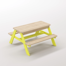 Zuma Çocuk Bahçe Bankı Masif Ahşap 4 Çocuk Kapasiteli Kum ve Su Havuzlu Çocuk Bankı - Limon Sarısı Seçeneği