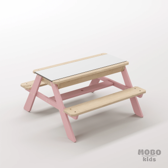 Zuma Tiny Masal Pembe Ahşap Gövdeli Kum ve Su Havuzlu Beceri Atölyesi - Beyaz Kompakt Tablalı Oyun Köşesi