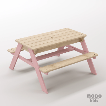 Zuma Tiny Masal Pembe Masif Ahşap Eğitici Duyusal Keşif Masası - Kum ve Su Havuzlu Oyun Atölyesi