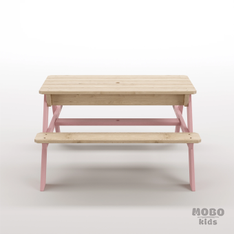 Zuma Çocuk Bahçe Bankı Masif Ahşap 4 Çocuk Kapasiteli Kum ve Su Havuzlu Çocuk Bankı - Masal Pembe - Görsel 5