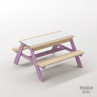 Zuma Tiny Menekşe Moru Ahşap Gövdeli Duyusal Keşif Masası - Beyaz Kompakt Tablalı Deneyim Alanı