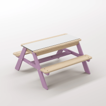 Zuma Beyaz Kompakt Tablalı Çocuk Bahçe Bankı - Masif Ahşap 4 Çocuk Kapasiteli Ahşap Kum ve Su Havuzlu Çocuk Bankı - Menekşe Moru Seçeneği