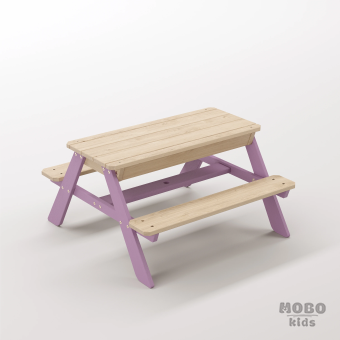 Zuma Tiny Menekşe Moru Masif Ahşap Çok Amaçlı Aktivite Tezgahı - Kum ve Su Havuzlu Duyusal Köşe