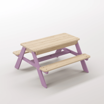 Zuma Çocuk Bahçe Bankı Masif Ahşap 4 Çocuk Kapasiteli Kum ve Su Havuzlu Çocuk Bankı - Menekşe Moru Seçeneği