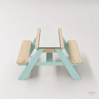 Zuma Beyaz Kompakt Tablalı Çocuk Bahçe Bankı - Masif Ahşap 4 Çocuk Kapasiteli Ahşap Kum ve Su Havuzlu Çocuk Bankı - Galeri