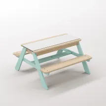 Zuma Beyaz Kompakt Tablalı Çocuk Bahçe Bankı - Masif Ahşap 4 Çocuk Kapasiteli Ahşap Kum ve Su Havuzlu Çocuk Bankı