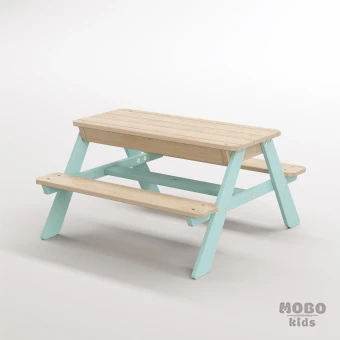 Zuma Çocuk Bahçe Bankı Masif Ahşap 4 Çocuk Kapasiteli Kum ve Su Havuzlu Çocuk Bankı - Galeri