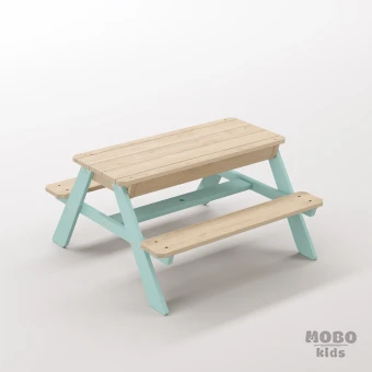 Zuma Çocuk Bahçe Bankı Masif Ahşap 4 Çocuk Kapasiteli Kum ve Su Havuzlu Çocuk Bankı