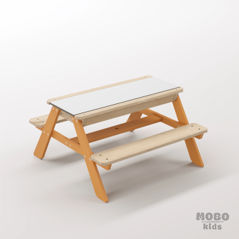 Zuma Tiny Turuncu Ahşap Gövdeli İnteraktif Deney Masası - Beyaz Kompakt Tablalı Beceri Parkuru