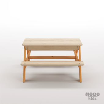 Zuma Çocuk Bahçe Bankı Masif Ahşap 4 Çocuk Kapasiteli Kum ve Su Havuzlu Çocuk Bankı - Turuncu - Görsel 5